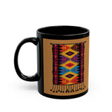 Indigenous Andean Geometric Textile Pattern Black Mug