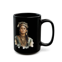 Inca Warrior Woman Watercolor Portrait and Tribal Jewelry Black Mug