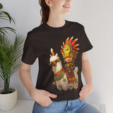 Cute Chibi Inca Warrior and Llama Cartoon Unisex T-Shirt