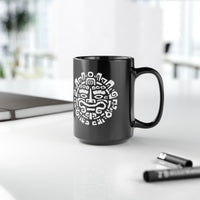 Andean Dual God Symmetry Tribal Glyph Style Black Mug