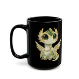 Chibi Quetzalcoatl Feathered Serpent Black Mug