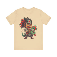Chibi Aztec Warrior with Baby Quetzalcoatl Serpent Unisex T-Shirt