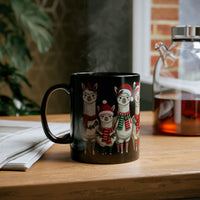 Inca Christmas Llama Family from the Andes Black Mug
