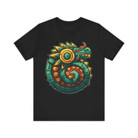 Colorful Quetzalcoatl Sun Serpent Glyph Style Unisex T-Shirt