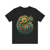 Colorful Quetzalcoatl Sun Serpent Glyph Style Unisex T-Shirt