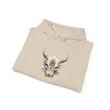 Sacred Floral Cow Skull Mandala Illustration Unisex Hoodie