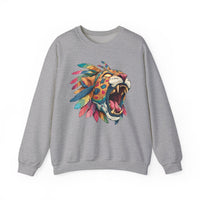 Comic Style Jaguar Mask with Rainbow Feathers Unisex Sweatshirt