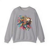 Comic Style Jaguar Mask with Rainbow Feathers Unisex Sweatshirt