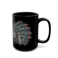 Vintage Native American Headdress Graphic Black Mug