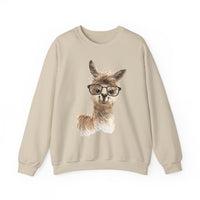 Cute Alpaca With Glasses Watercolor Illustration Unisex Sweatshirt