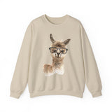 Cute Alpaca With Glasses Watercolor Illustration Unisex Sweatshirt