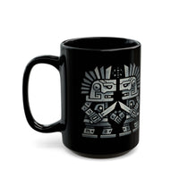 Obsidian Blade Warriors Aztec Glyph Style Black Mug