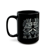 Obsidian Blade Warriors Aztec Glyph Style Black Mug