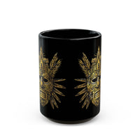Aztec Golden Feather Headdress Mask Black Mug