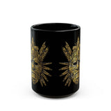 Aztec Golden Feather Headdress Mask Black Mug