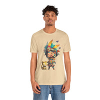 Aztec Chibi Girl with Jaguar Cub Warrior Culture Unisex T-Shirt