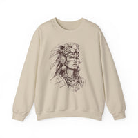 Aztec Warrior Woman Jaguar Spirit Sketch Unisex Sweatshirt