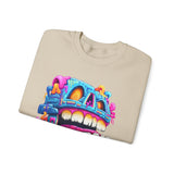 Chunky Neon Mayan Skull Graffiti Style Unisex Sweatshirt