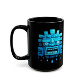 Tlaloc Rain God Blue Mask Glyph Style Black Mug