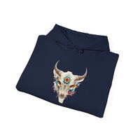 Sacred Floral Cow Skull Mandala Illustration Unisex Hoodie