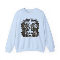 Mirrored Aztec Warriors in Glyph Style Unisex Sweatshirt