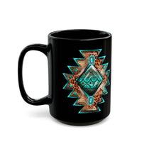 Turquoise Western Aztec Gem Illustration Black Mug