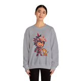 Chibi Aztec Warrior with Jaguar Cub Cartoon History Unisex Sweatshirt