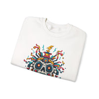 Funny Aztec Skull with Neon Circuits Unisex Sweatshirt
