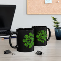 Aztec Plant Spiral Symbol Black Mug