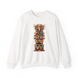Stacked Tribal Totem Symbols Geometric Faces Unisex Sweatshirt