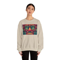Neon Aztec Mask God Illustration Unisex Sweatshirt