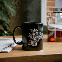 Quetzalcóatl Serpent Head Illustration Black Mug