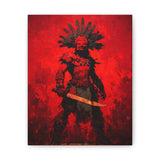 Aztec Macuahuitl Warrior in Red Canvas