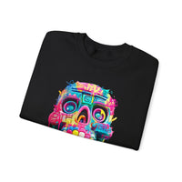 Neon Graffiti Mayan Skull Cartoon Style Unisex Sweatshirt