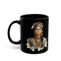 Inca Warrior Woman Watercolor Portrait and Tribal Jewelry Black Mug