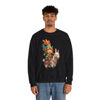 Chibi Inca Warrior Riding Llama Cartoon Unisex Sweatshirt