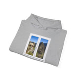 Funny Llama at the Window with Machu Picchu View Unisex Hoodie