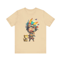 Aztec Chibi Girl with Jaguar Cub Warrior Culture Unisex T-Shirt