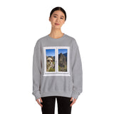 Funny Llama at the Window with Machu Picchu View Unisex Sweatshirt