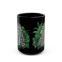 Ancient Mayan Jungle Temple Steps Black Mug