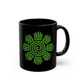 Aztec Plant Spiral Symbol Black Mug
