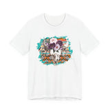 Aztec Floral Cow Skull on Turquoise Pattern Unisex T-Shirt