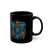 Wild Aztec Turquoise Amulet Illustration Black Mug
