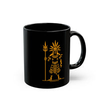 Sun Staff Shaman Tribal Symbol Gold Line Black Mug
