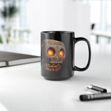Glow-Eyed Tribal Stone Skull Black Mug