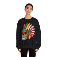 Aztec Feathered Skull Fiesta Illustration Unisex Sweatshirt