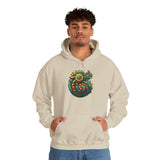 Colorful Quetzalcoatl Sun Serpent Glyph Style Unisex Hoodie