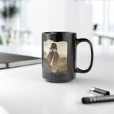 Vintage Tikal Jungle Temple Sepia Print Black Mug