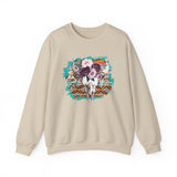 Aztec Floral Cow Skull on Turquoise Pattern Unisex Sweatshirt