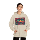 Neon Aztec Mask God Illustration Unisex Hoodie